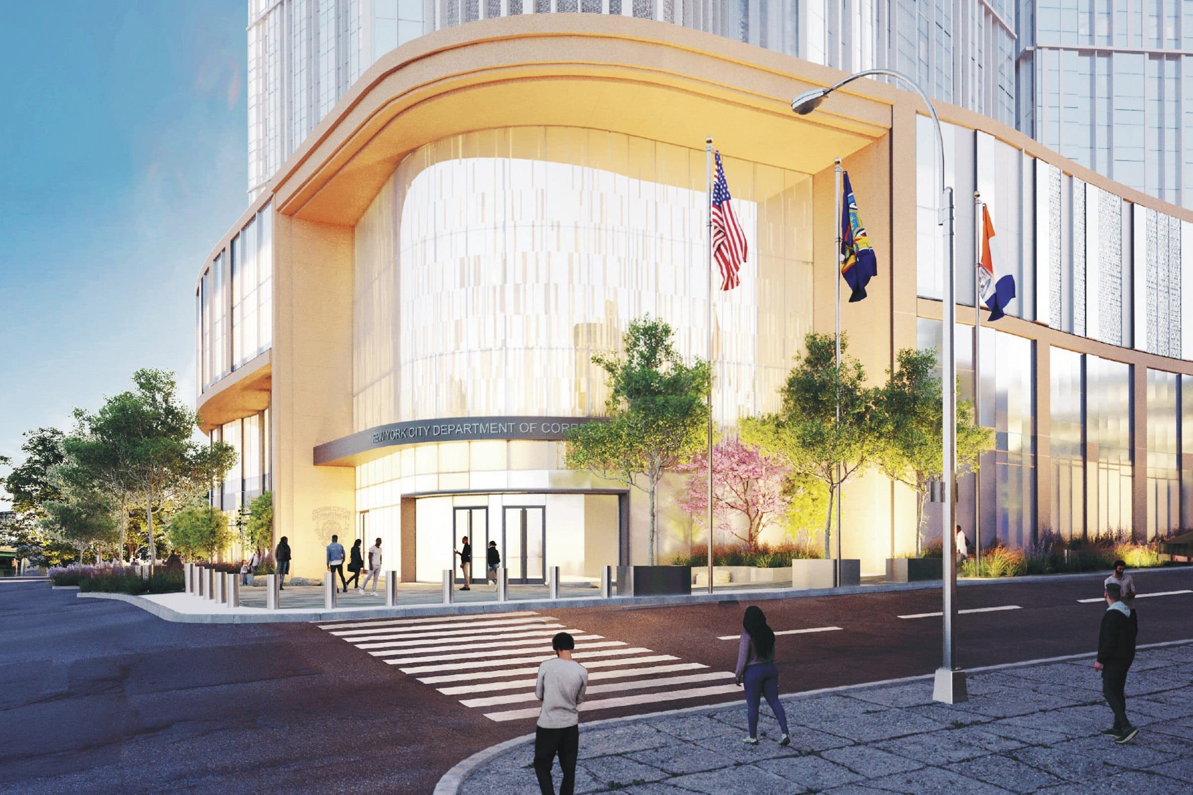 Entrance rendering of the Bronx Borough-Based Jail facility