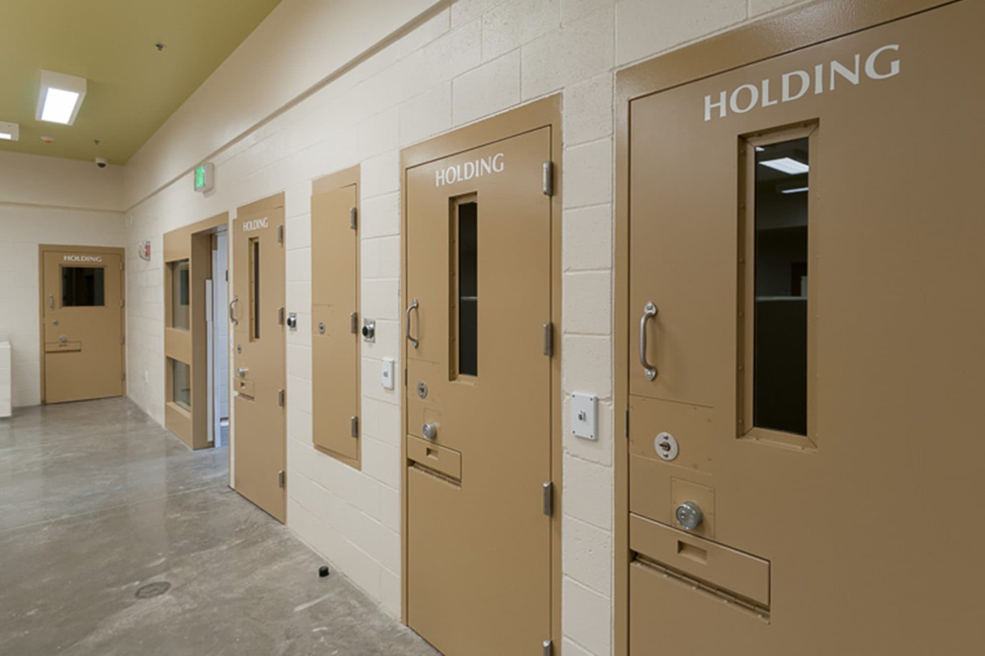 Secure holding corridor at the Nisqually Public Safety Complex
