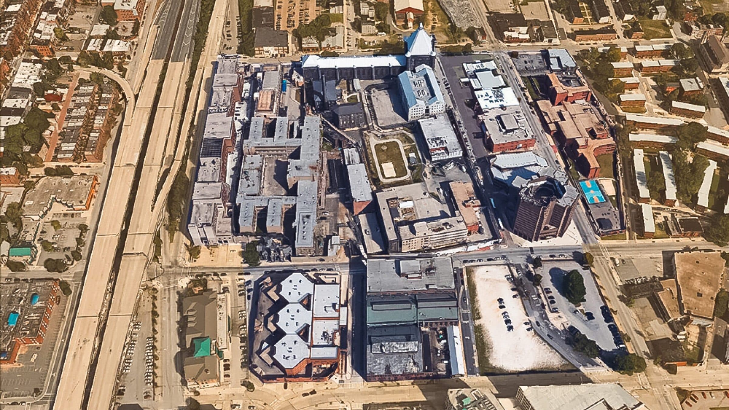 Aerial rendering of the Baltimore corrections complex