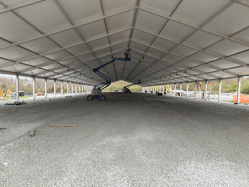 Treatment tent interior at Alternate Care Facility